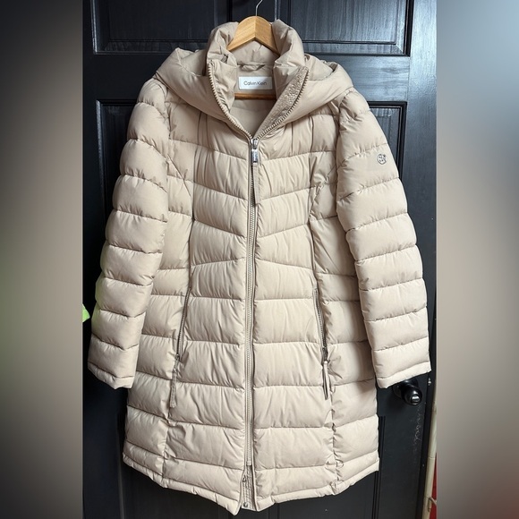 Calvin Klein Jackets & Blazers - Calvin Klein NWOT Quilted Hooded Puffer Coat Beige/Tan Women’s Size XL